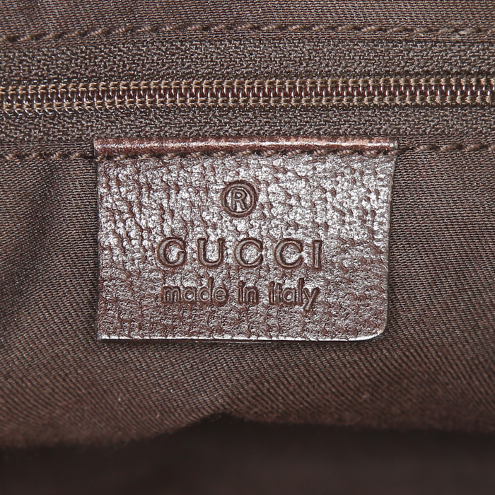 Sac à main Gucci en toile monogram beige et cuir marron - Detail D3