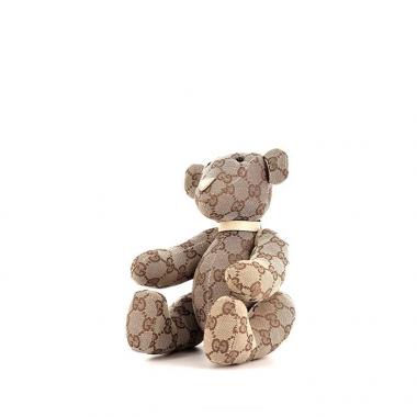 Gucci Teddy Bear en toile siglée beige