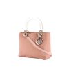 Dior Lady Dior medium model handbag in varnished pink canvas cannage and transparent plexiglas - 00pp thumbnail