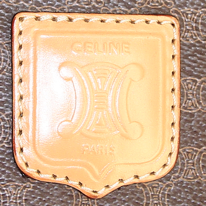 Bolsa de viaje Celine Vintage en lona Monogram y cuero beige - Detail D3