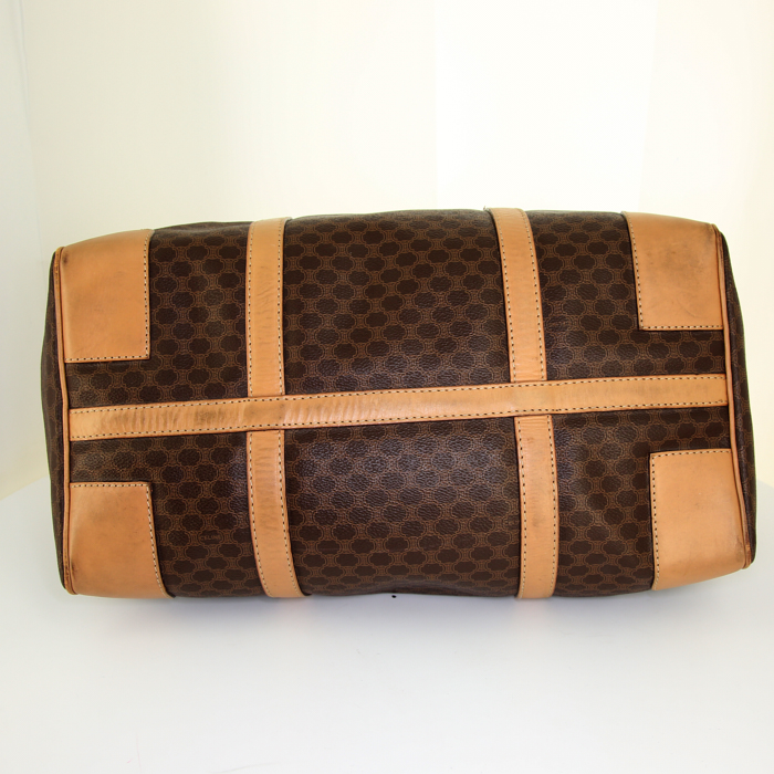 Borsa da viaggio Celine Vintage in tela monogram e pelle beige - Detail D5