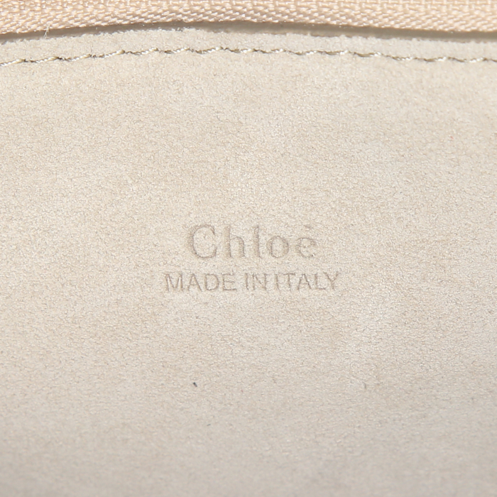 Chloé Faye handbag in anthracite grey leather and grey suede - Detail D3