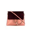 Bolso de mano Chloé Faye en cuero rosa y ante color burdeos - 360 thumbnail