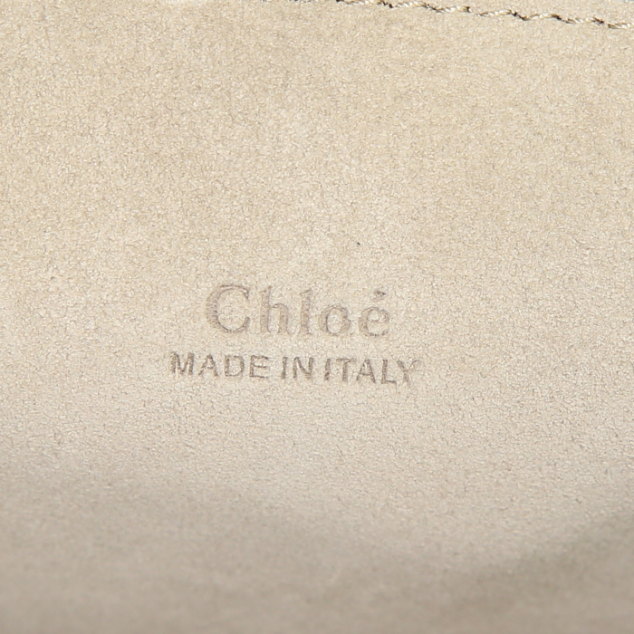 Bolso de mano Chloé Faye en piel de pitón gris y ante marrón - Detail D3