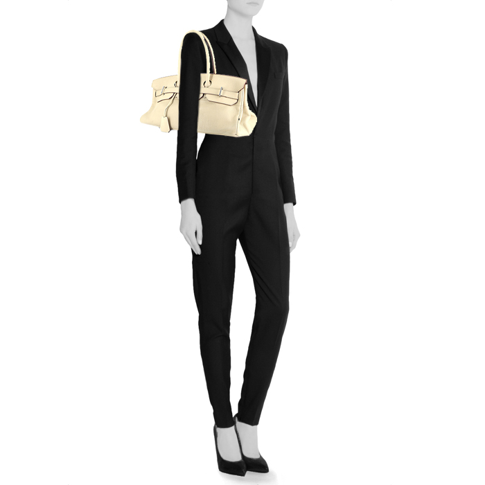 Borsa Hermes Birkin Shoulder in pelle togo bianco sporco - Detail D1