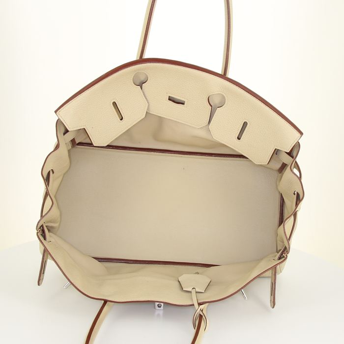 Borsa Hermes Birkin Shoulder in pelle togo bianco sporco - Detail D2