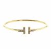 Bracelet semi-souple ouvert Tiffany & Co Wire taille M en or jaune et diamants - 00pp thumbnail