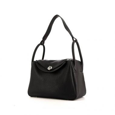 Bolso de mano Hermes Lindy en cuero togo negro