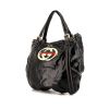 Gucci Britt handbag in black coated canvas and black patent leather - 00pp thumbnail