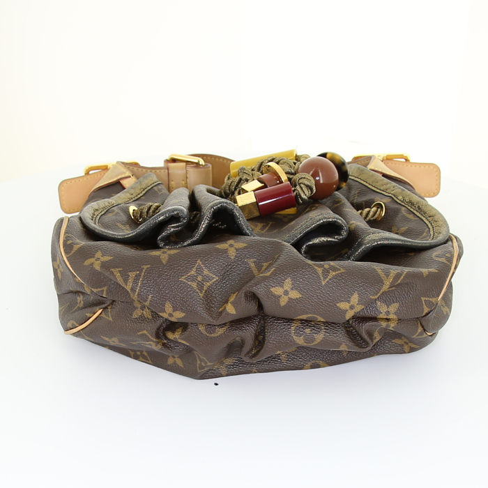 Sac à main Louis Vuitton Louis Vuitton Editions Limitées en toile monogram marron et cuir naturel - Detail D4