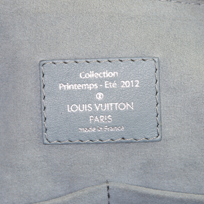 Bolso bandolera Louis Vuitton Louis Vuitton Editions Limitées en lona denim Monogram beige y cuero azul - Detail D4