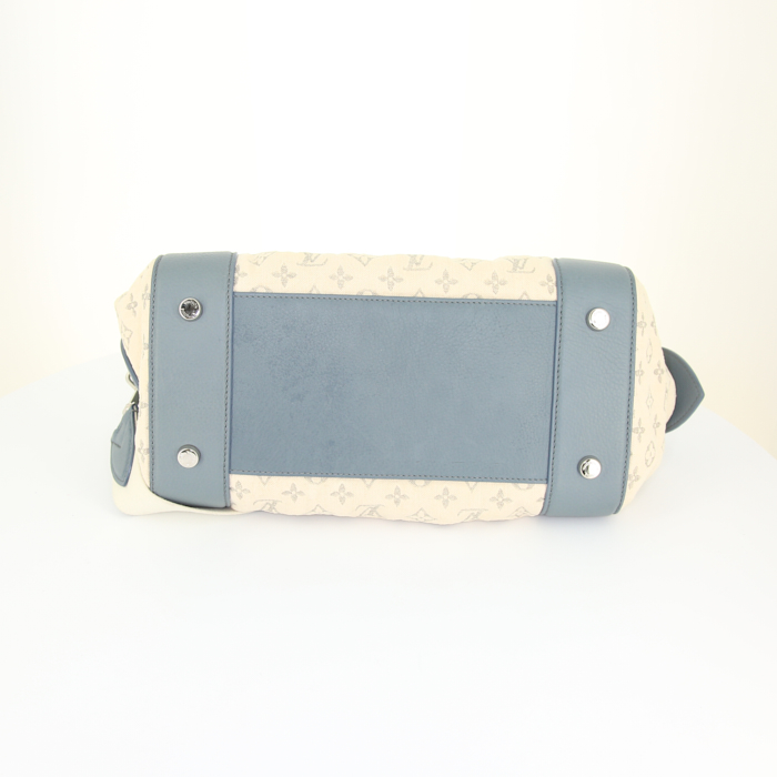 Louis Vuitton Louis Vuitton Editions Limitées shoulder bag in beige monogram denim canvas and blue leather - Detail D5