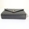 Saint Laurent Medium College handbag in black chevron quilted leather - Detail D5 thumbnail