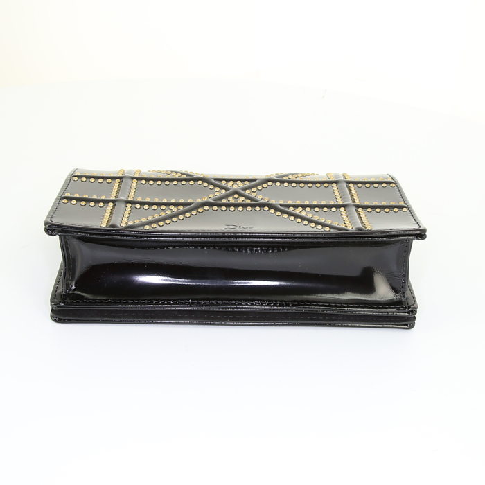 Dior Diorama handbag/clutch in black patent leather - Detail D5