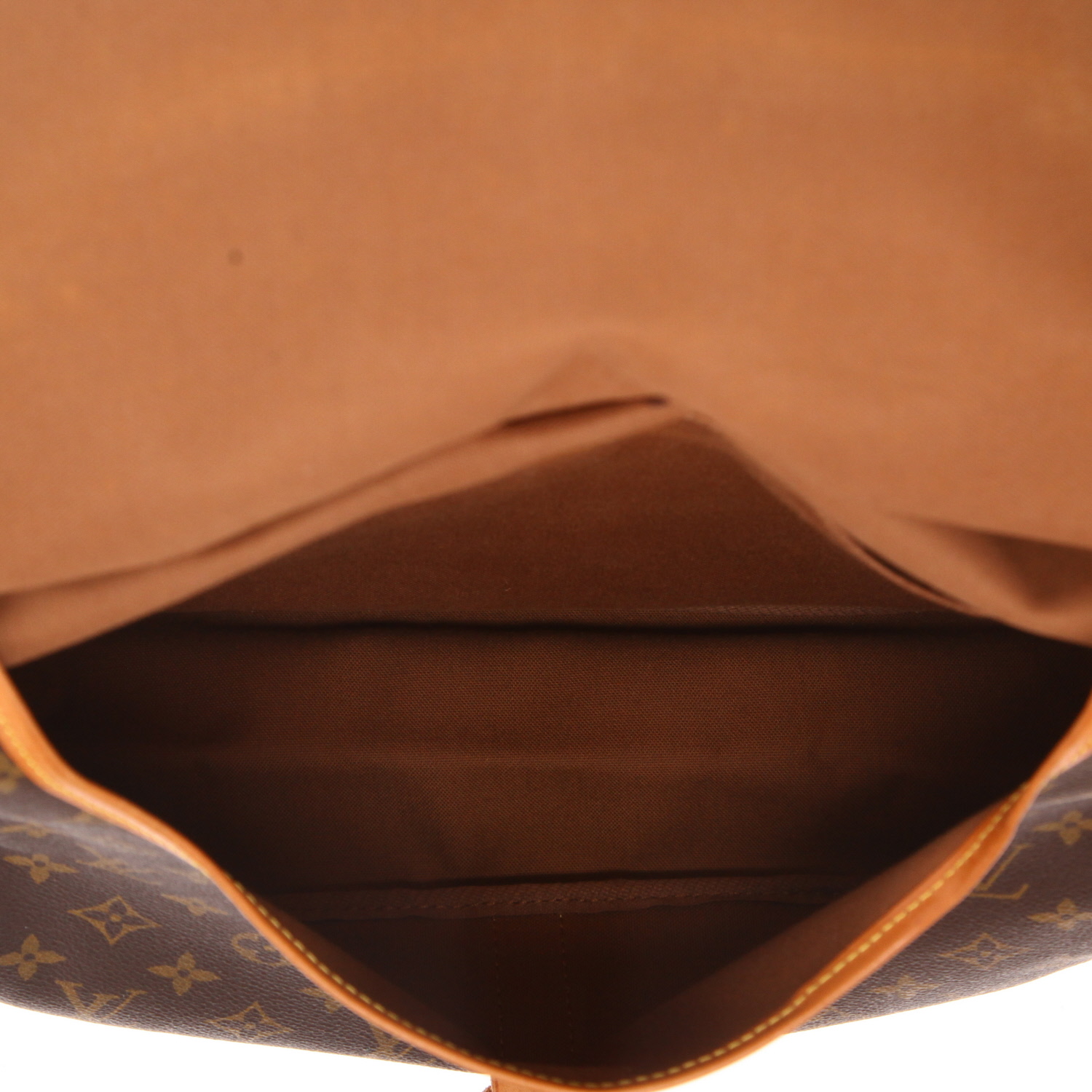Borsa a tracolla Louis Vuitton  Saumur modello medio  in tela monogram cerata marrone e pelle naturale - Detail D4