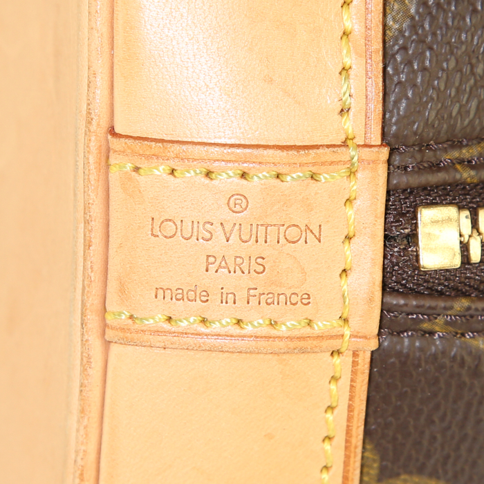 Louis Vuitton Alma handbag in brown monogram canvas and natural leather - Detail D3