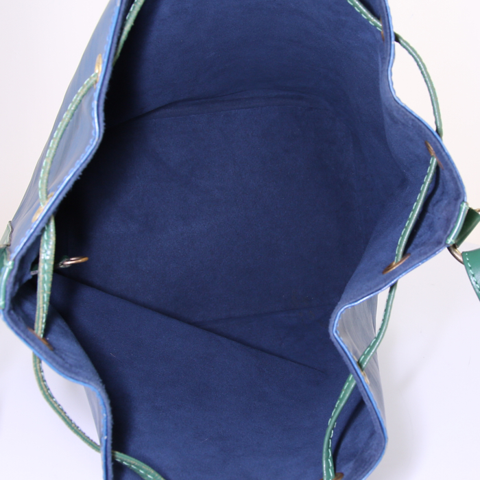 Shopping bag Louis Vuitton Grand Noé modello grande in pelle Epi bicolore blu e verde - Detail D2