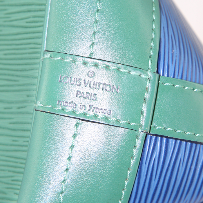 Shopping bag Louis Vuitton Grand Noé modello grande in pelle Epi bicolore blu e verde - Detail D3