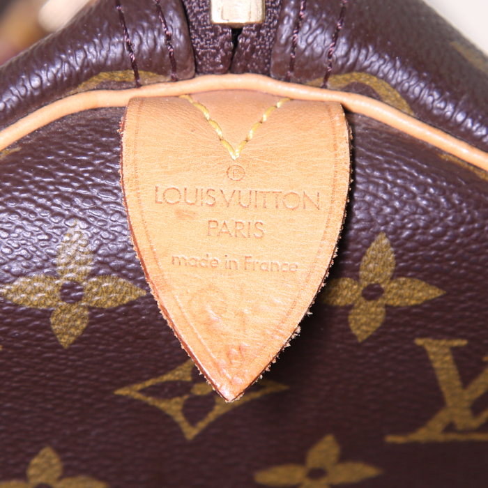 Louis Vuitton Keepall 45 travel bag in monogram canvas and natural leather - Detail D3