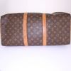 Bolsa de viaje Louis Vuitton Keepall 50 cm en lona Monogram marrón y cuero natural - Detail D4 thumbnail