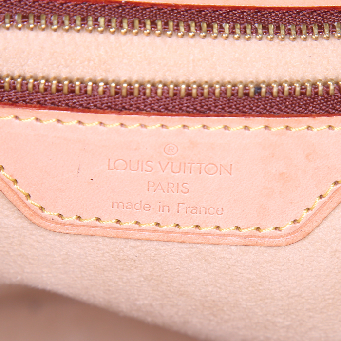 Sac cabas Louis Vuitton Babylone en toile monogram marron et cuir naturel - Detail D3