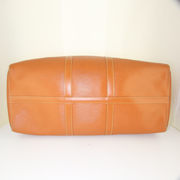 Borsa da viaggio Louis Vuitton Keepall 50 cm in pelle Epi marrone - Detail D4