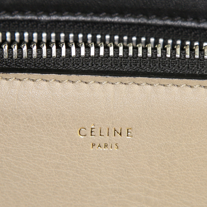 Bolso de mano Celine Edge en cuero beige y negro - Detail D3