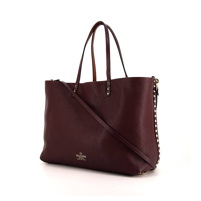 Sac bandoulière Valentino Garavani Rockstud en cuir grainé bicolore marron et marron camel