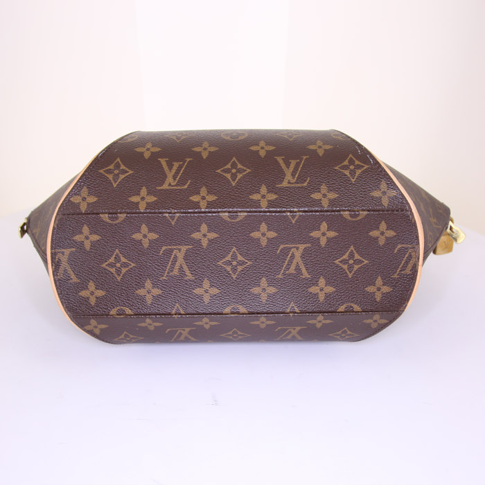 Sac à main Louis Vuitton Ellipse grand modèle en toile monogram marron et cuir naturel - Detail D4