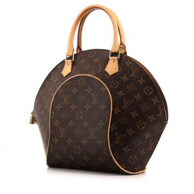 Sac à main Louis Vuitton Ellipse grand modèle en toile monogram marron et cuir naturel
