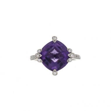 Cartier Inde Mystérieuse ring in white gold,  diamonds and amethyst
