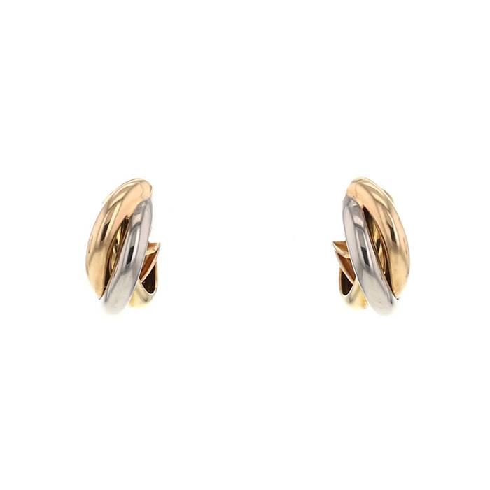 Orecchini A Bottone Carissima Oro 9 Ct - Nodo Quadrato Tricolore (Oro Rosa, Bianco, Giallo) In Regalo Lussuoso