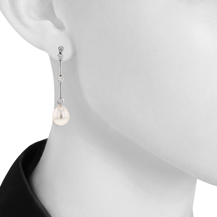 Orecchini Lunghi A Goccia Latelita – Argento 925, Zirconi Cubici, Design Traforato, 5 Cm – Regalo Elegante