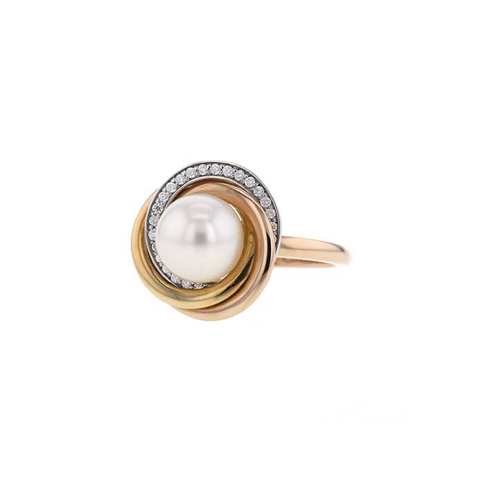 Sortija Cartier Trinity en 3 oros,  perla y diamantes