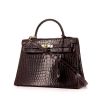 Hermes Kelly 32 cm handbag in fawn porosus crocodile - 00pp thumbnail