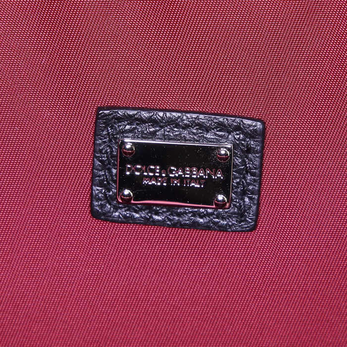 Zaino Dolce & Gabbana in tela con motivo e pelle martellata nera - Detail D3