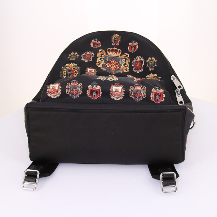 Sac à dos Dolce & Gabbana en toile et cuir grainé noir - Detail D4