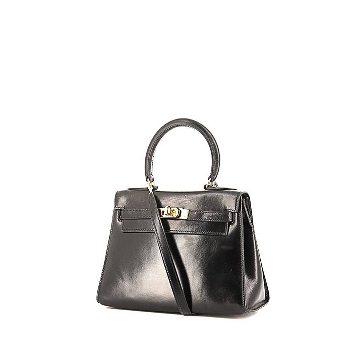 Bolso de mano Hermes Mini Kelly en cuero box negro