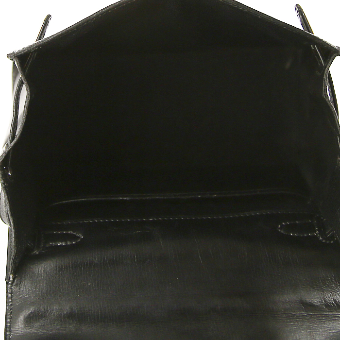 Bolso de mano Hermes Mini Kelly en cuero box negro - Detail D3