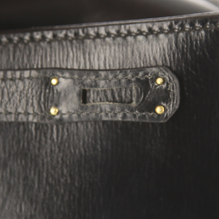 Sac à main Hermes Mini Kelly en cuir box noir - Detail D5