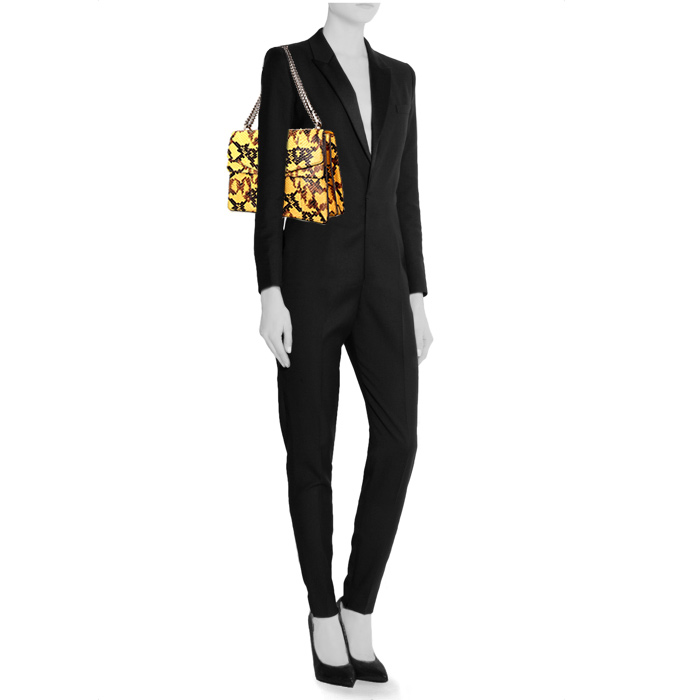 Bolso de mano Gucci Dionysus en piel de pitón multicolor amarilla, negra y marrón - Detail D1