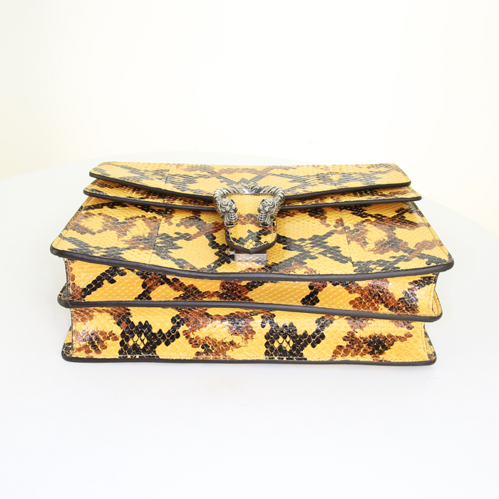 Gucci Dionysus handbag in yellow, black and brown multicolor python - Detail D5