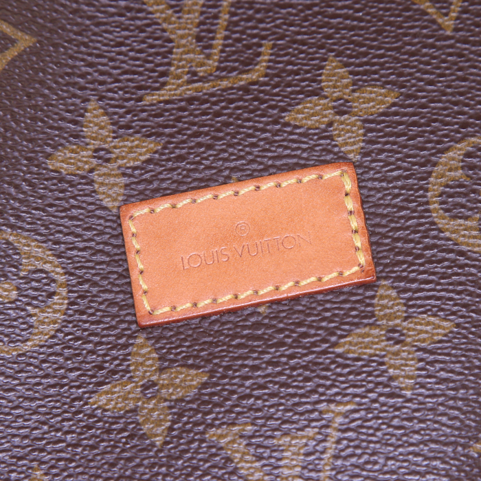 Borsa a tracolla Louis Vuitton Saumur taglia XL in tela monogram cerata marrone e pelle naturale - Detail D3
