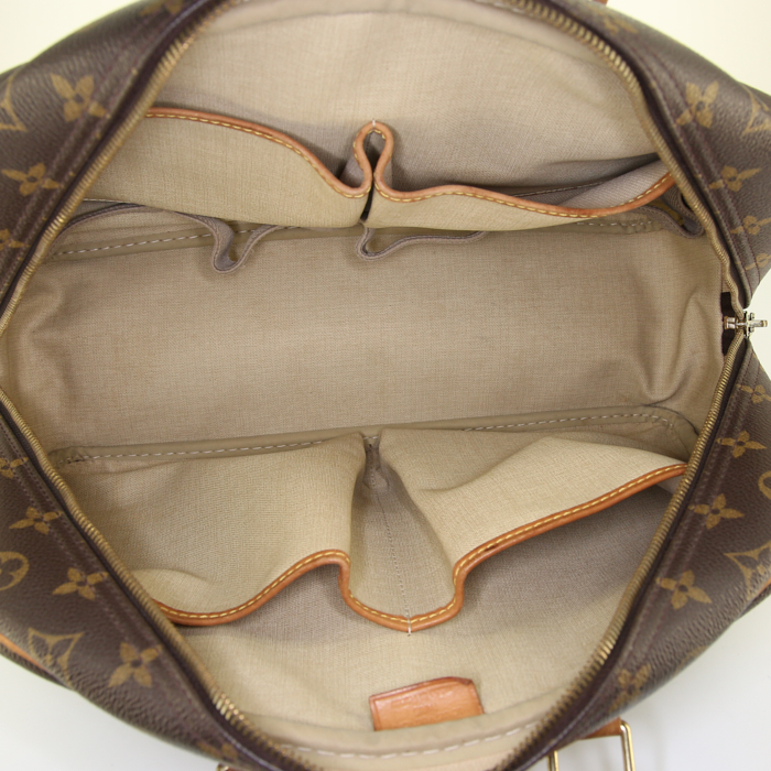 Louis Vuitton Deauville handbag in brown monogram canvas and natural leather - Detail D2