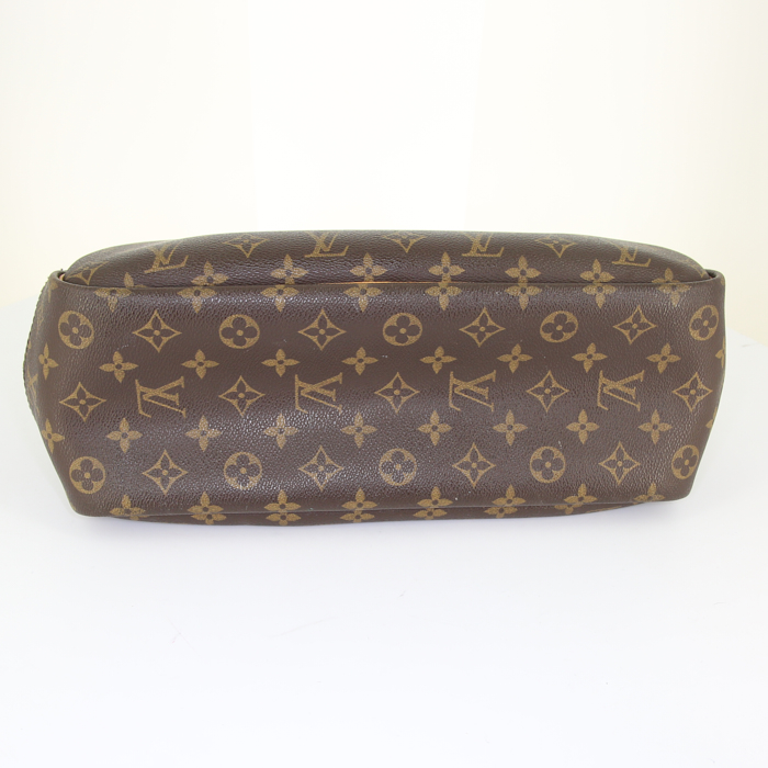 Sac à main Louis Vuitton Deauville en toile monogram marron et cuir naturel - Detail D4