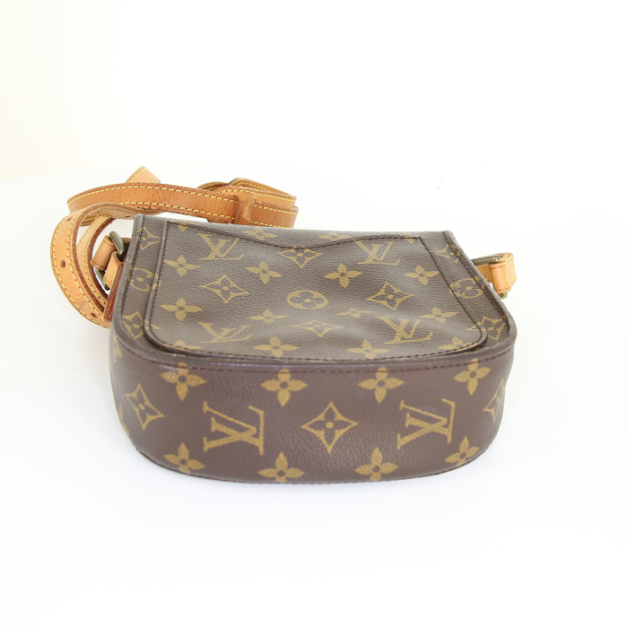 Borsa a tracolla Louis Vuitton Saint Cloud modello piccolo in tela monogram marrone e pelle naturale - Detail D4