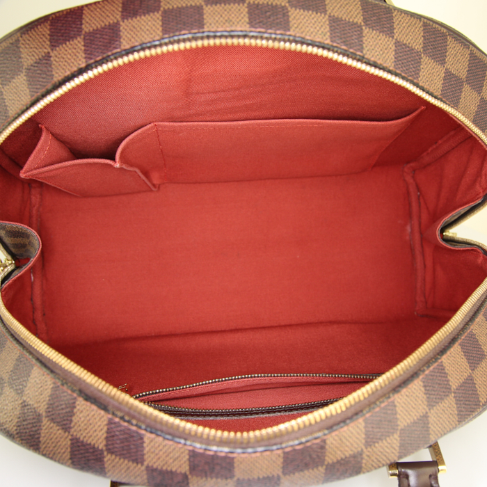 Louis Vuitton Nolita handbag in ebene damier canvas and brown leather - Detail D2