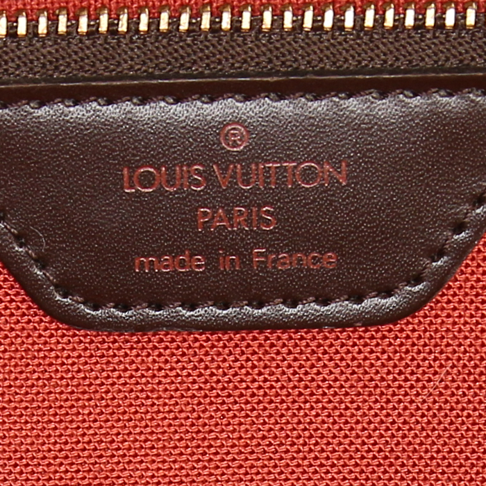 Louis Vuitton Nolita handbag in ebene damier canvas and brown leather - Detail D3