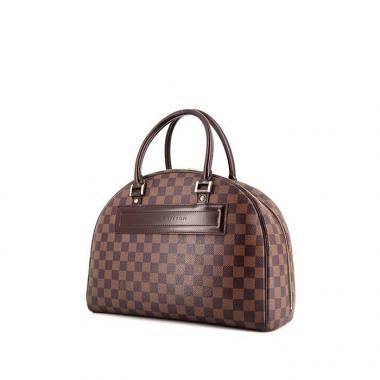 Bolso de mano Louis Vuitton Nolita en lona a cuadros ébano y cuero marrón