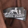 Hermès Troca small model handbag in dark brown canvas and brown leather - Detail D3 thumbnail